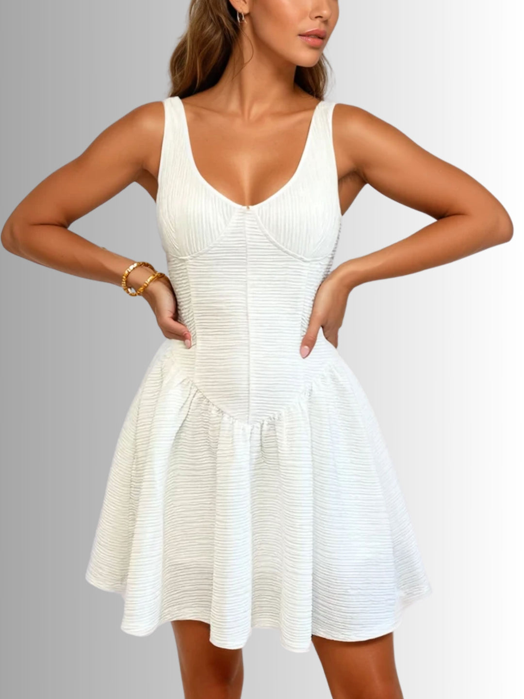 Elliot Crepe Ballerina Dress Ivory