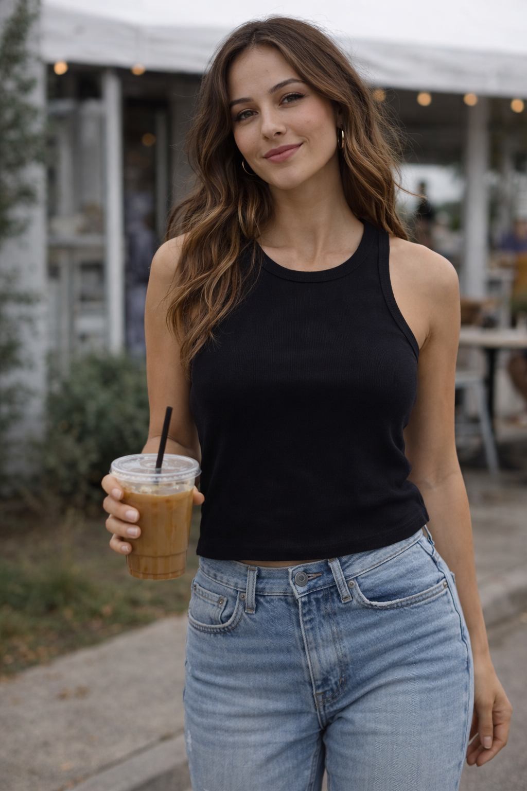 Etta Basic Tank with Racer Back in Black