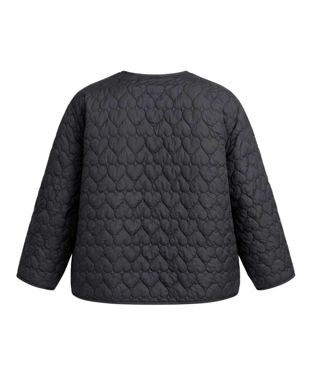 Bree - Lightweight Quilted Hearts Coat In Black