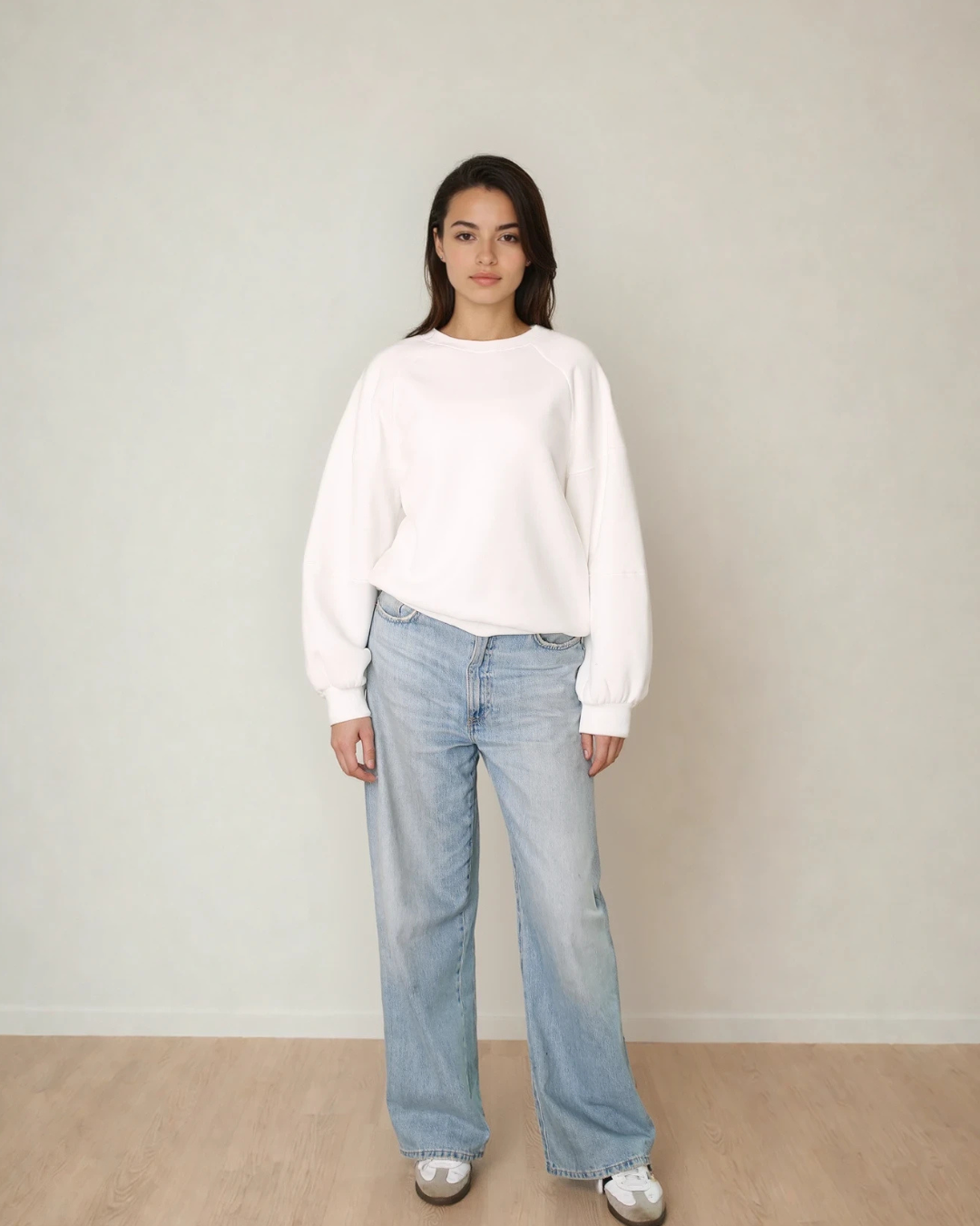 Cece Crew Neck Fleece in White