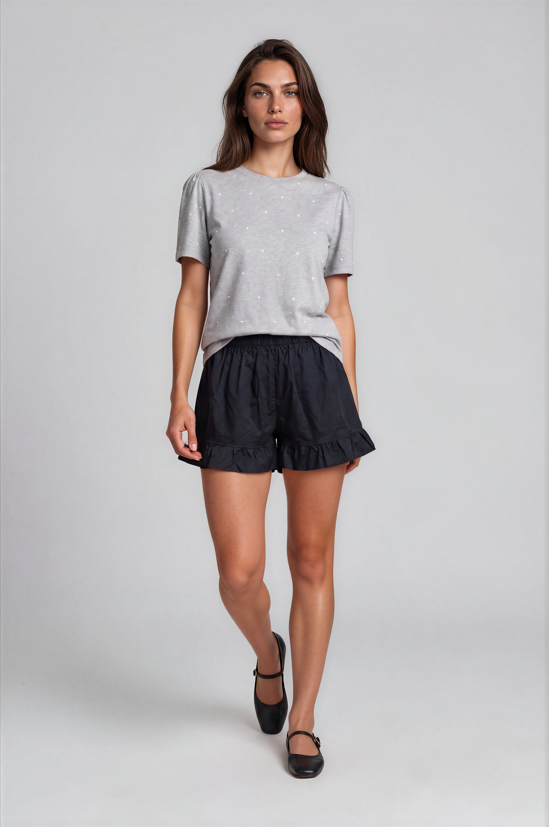 Harper Tee – Polka Dot Everyday T-Shirt Grey Polka Dots