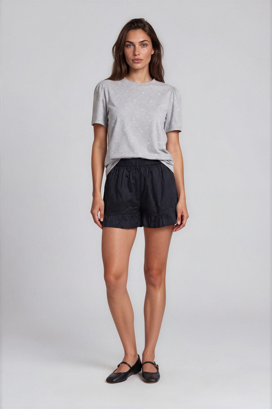 Harper Tee – Polka Dot Everyday T-Shirt Grey Polka Dots