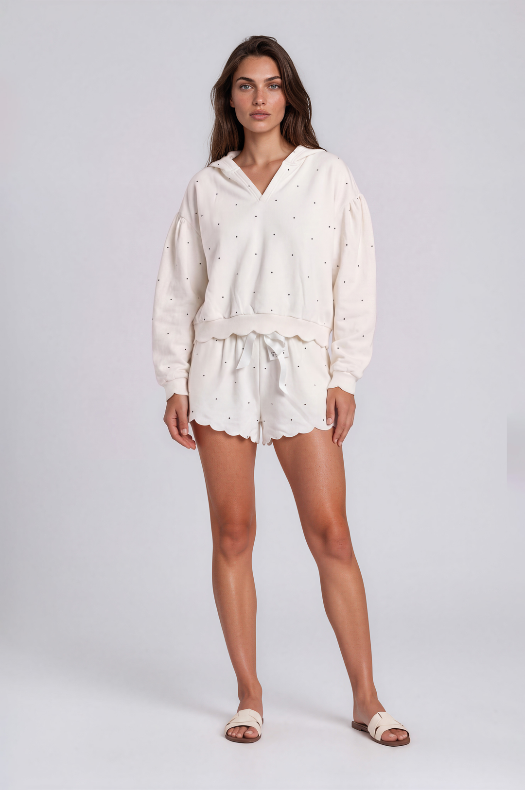 Noemie Shorts - Printed Relaxed Lounge Short White Dots