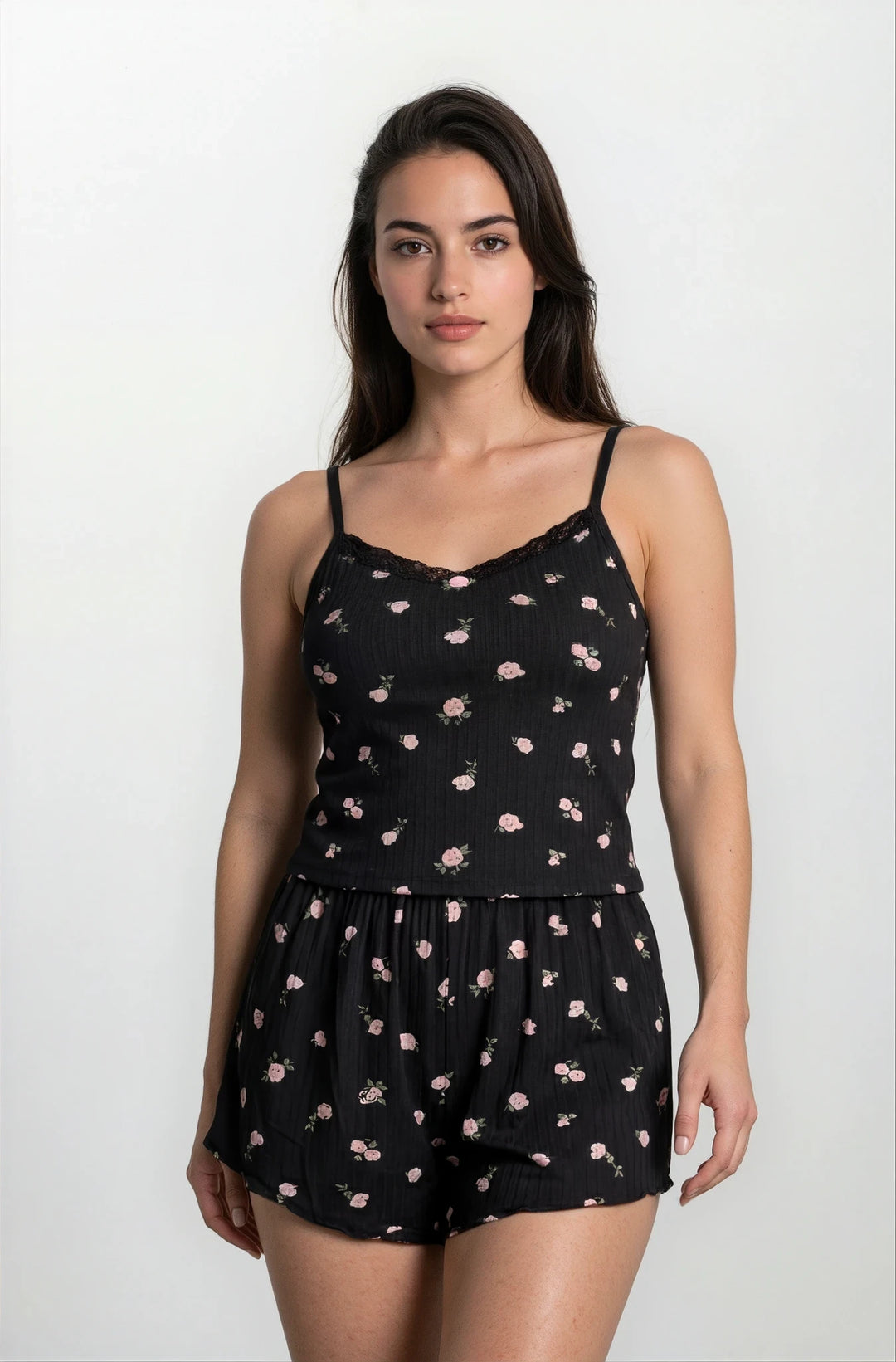 Stevie 2pc Tank & Shorts Sleep Set Black