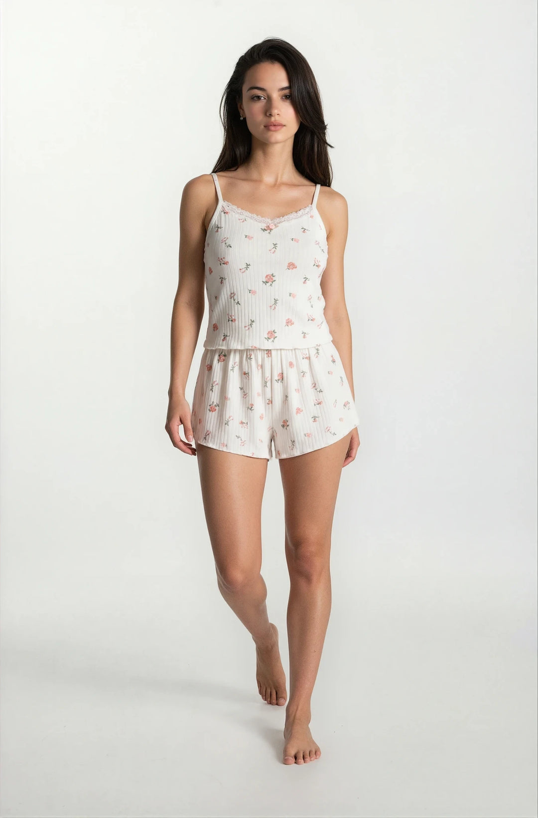 Stevie 2pc Tank & Shorts Sleep Set Ivory