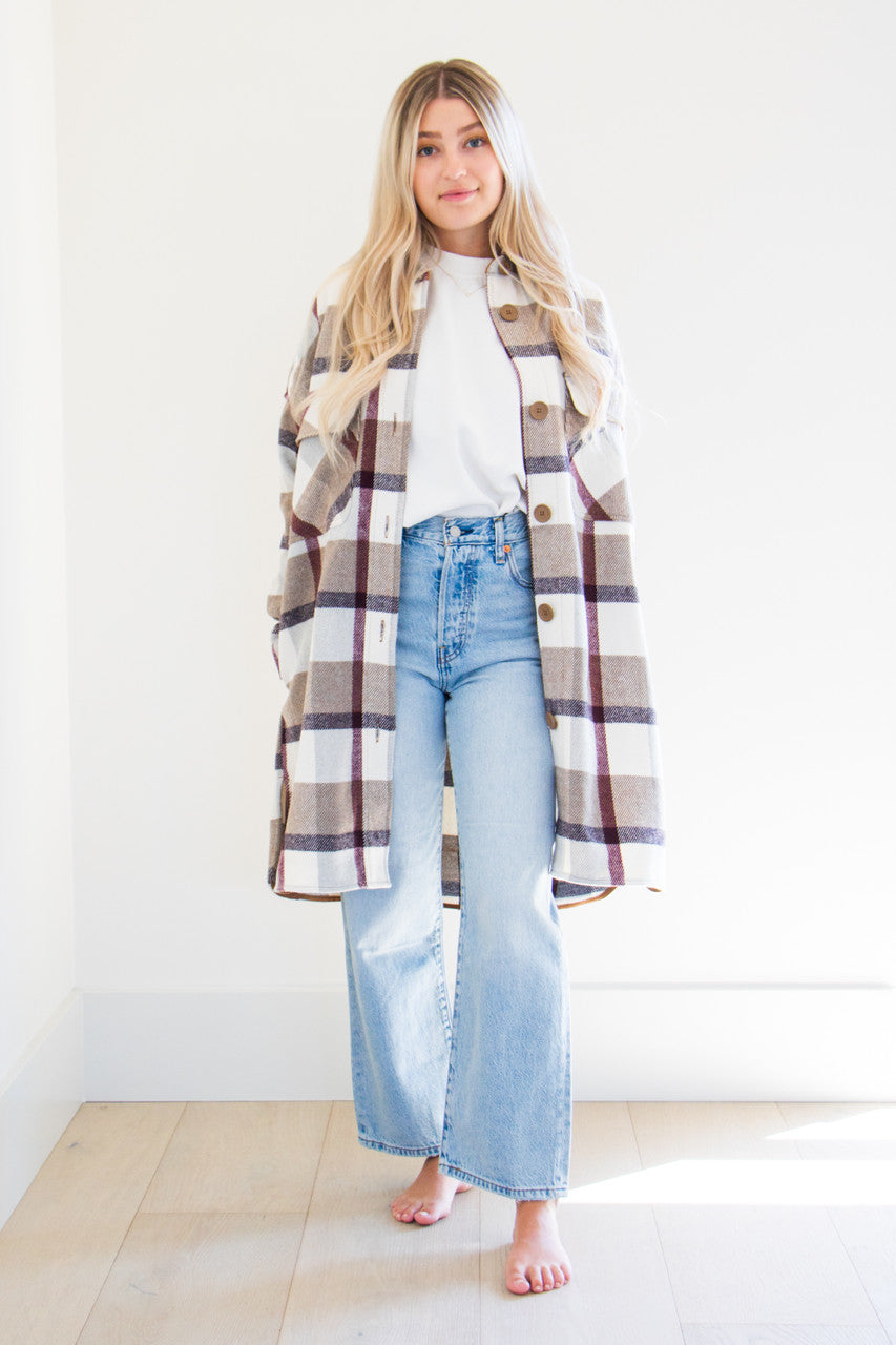 Plaid duster deals coat