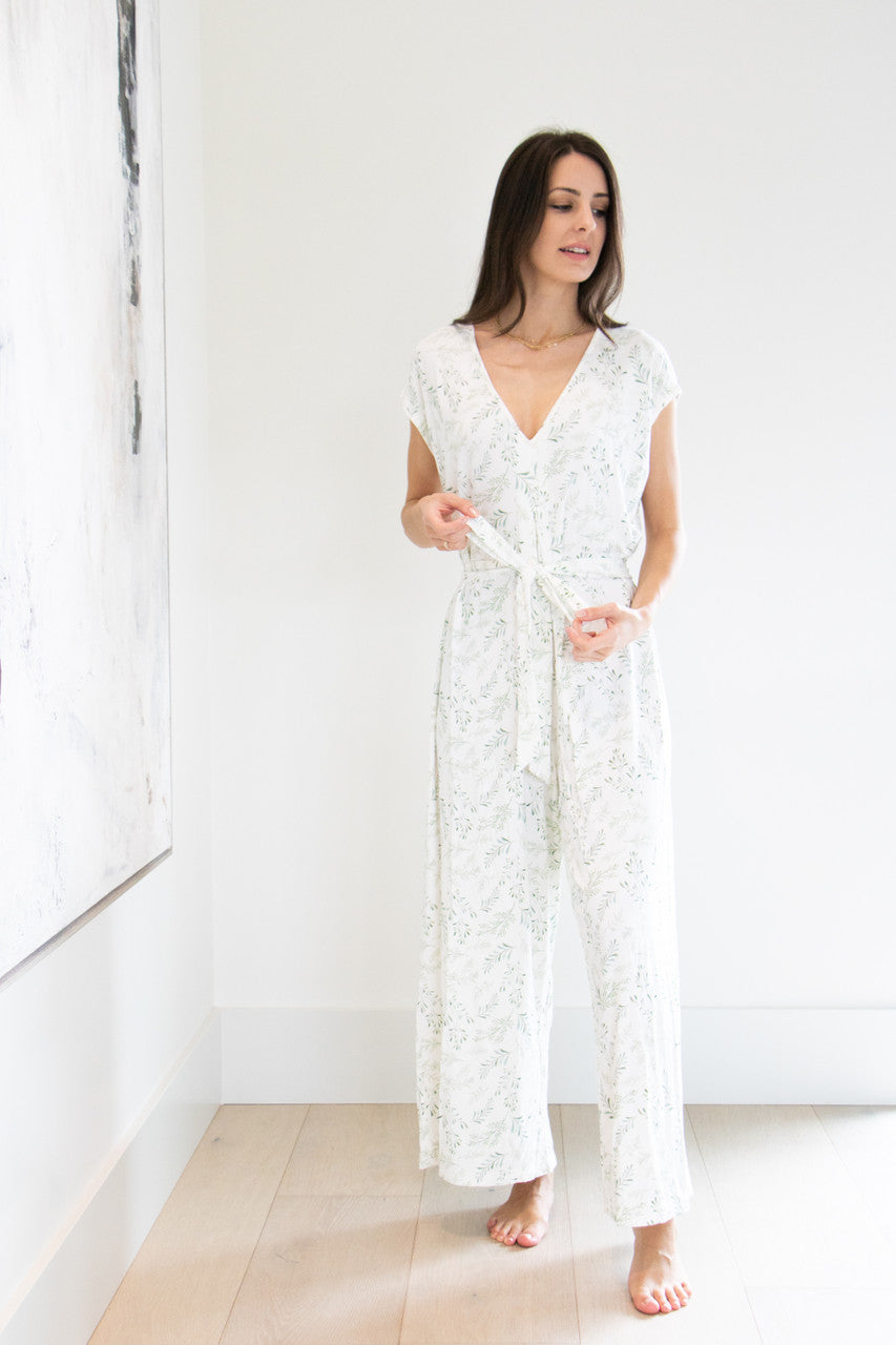 Our staple Errand Day romper featuring a new soft floral Bali print finish. Wear this romper with the tie waist closed, or open for a relaxed, casual flowing look. This romper fits loose against the skin, with a soft modal based fabric that's breathable and lightweight to wear. 
