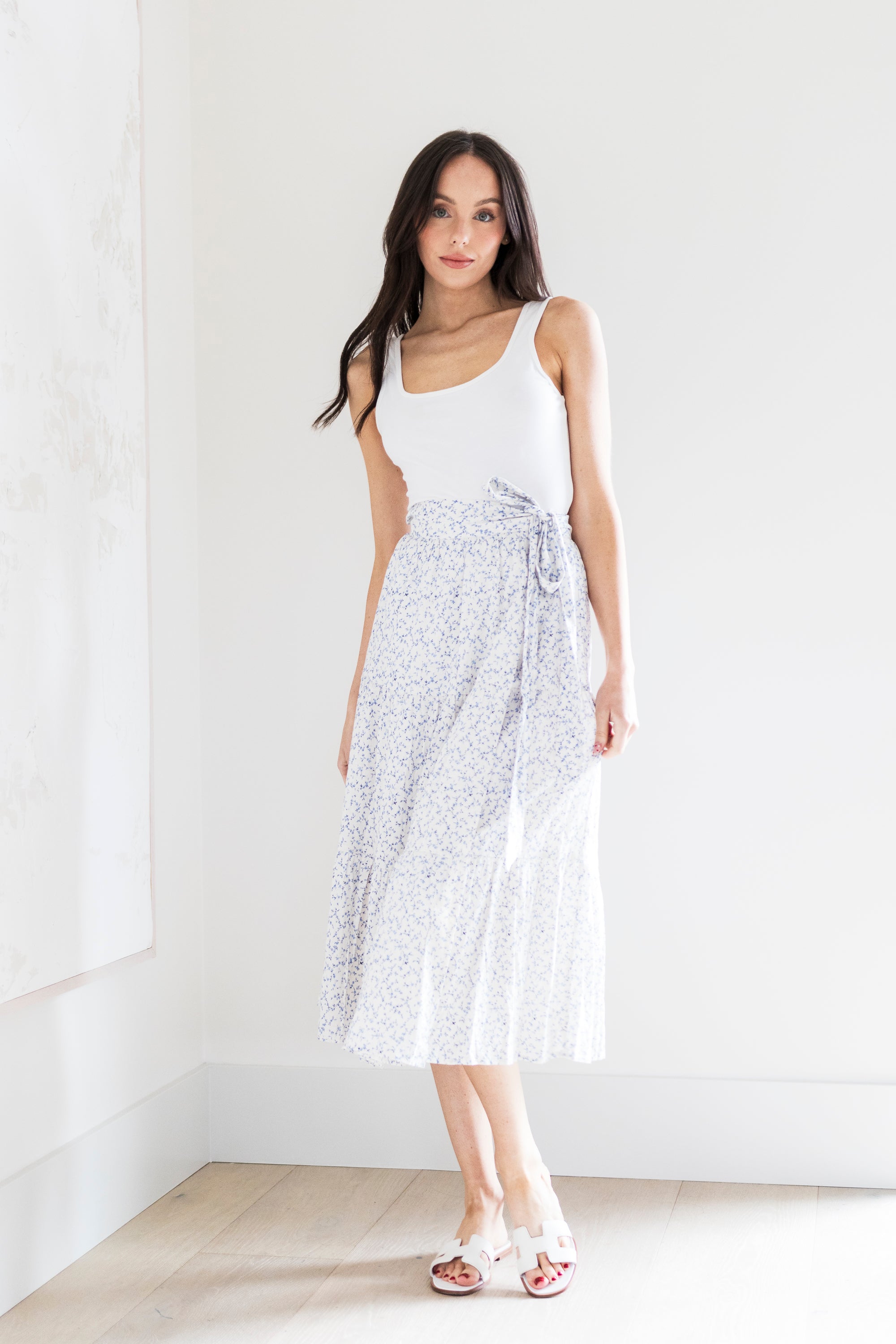 Farrah Wrap Skirt in Blue Floral PRIV Collections