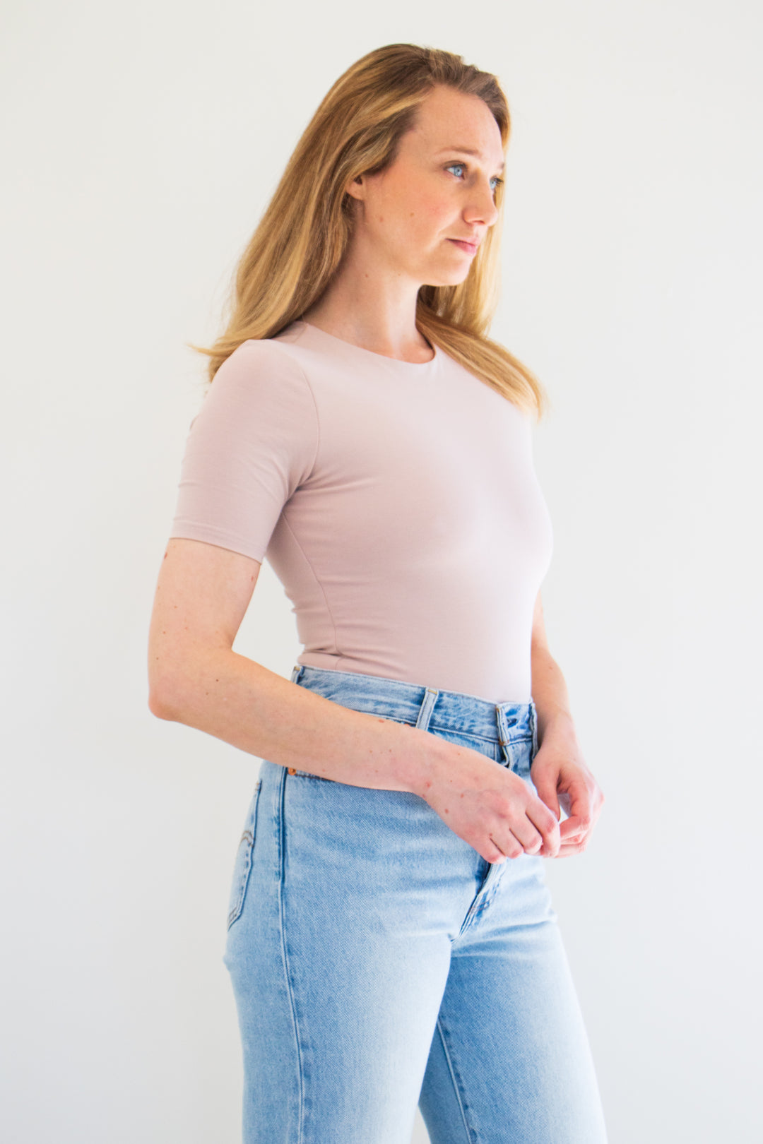 Pavani Tee Bodysuit in Blush