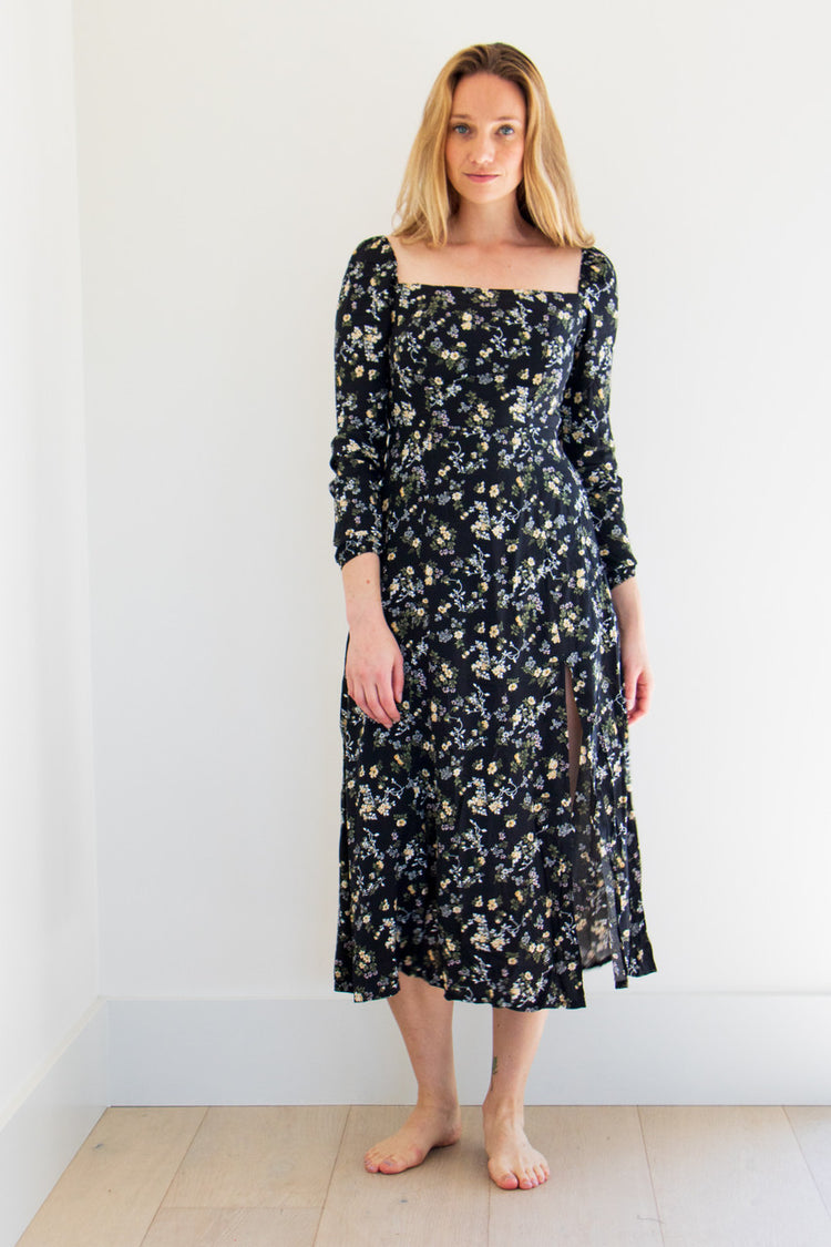 We've reimagined our best selling vintage print for Fall. This flowing long sleeve dress is made with lightweight fabrics with a boxy neckline. Like this print? Visit our Lennox Blouse, Rhea Blouse and top selling Mara Dress, all featured in the same print.

