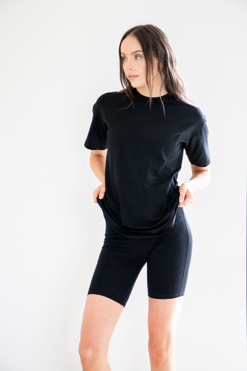 Your grab and go bike shorts. Ultra comfortable with a wide waistband and breathable fabric, effortlessly parable and an easy staple basic for your wardrobe. Made to wear with our Today Tee collection. 

