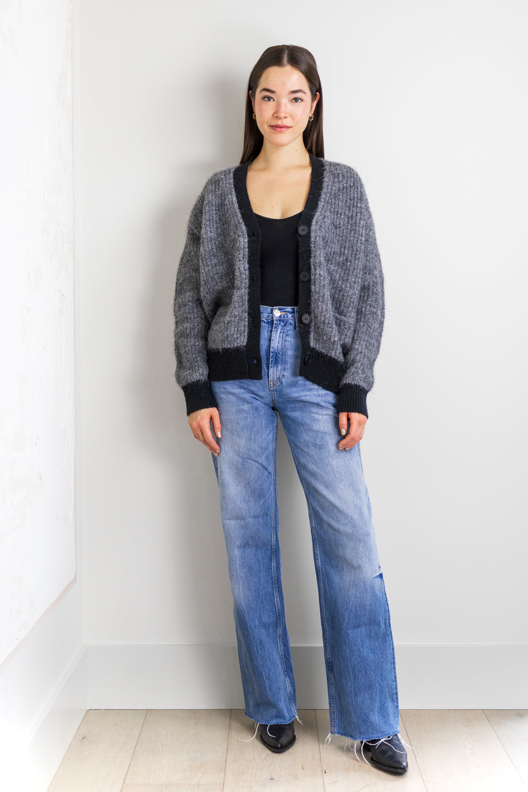 Pheobe Button Down Cardigan in Grey