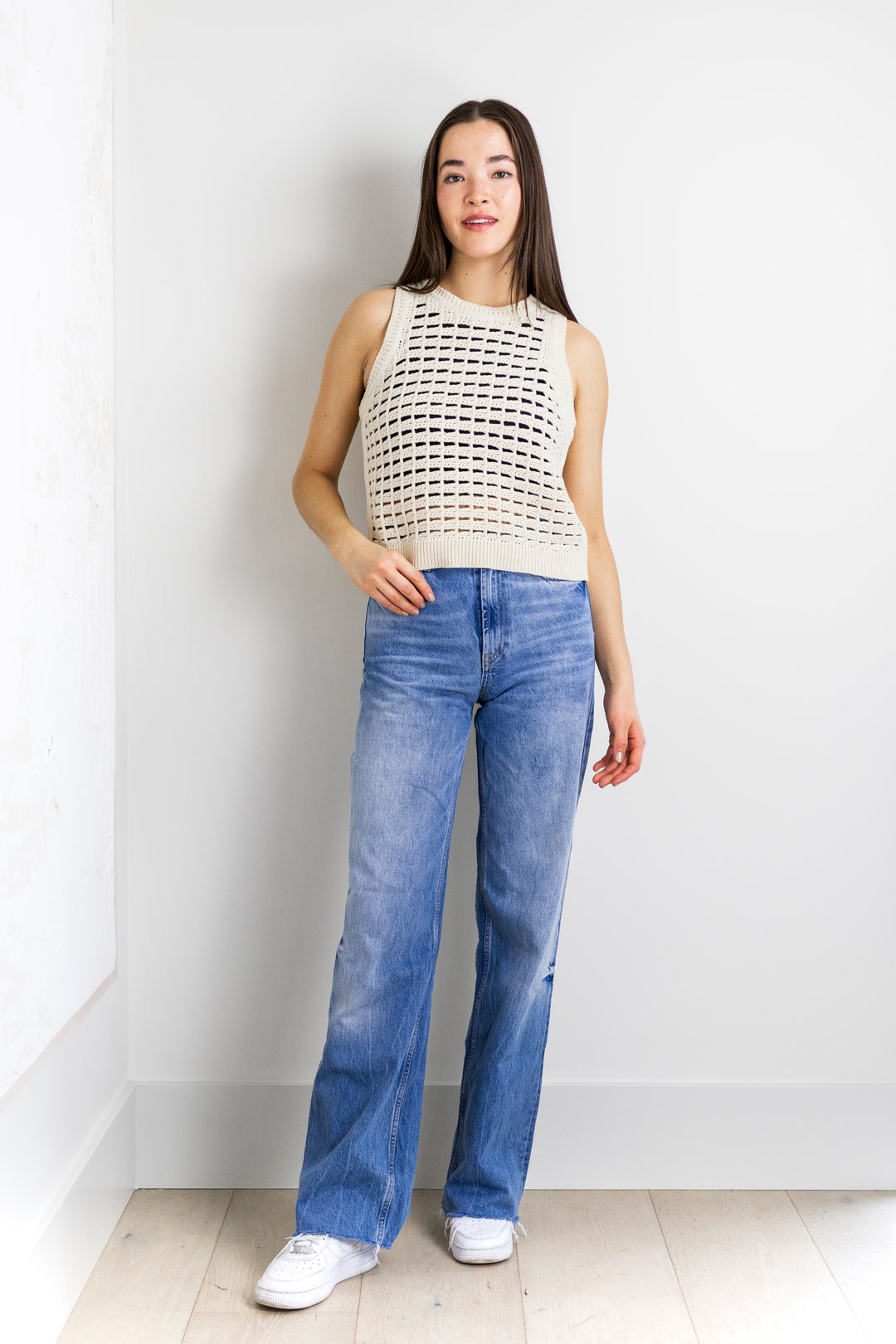 Tilly Open Knit Tank in Cream