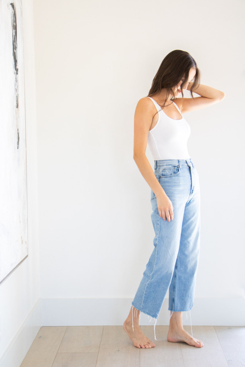 An essential bodysuit with a close fit and lightweight fabric, Hannah features a delicate heather finish with a square cut neckline and just a little bit of stretch. Pair and wear with anything effortlessly, or style with our Farrah linen wrap skirts for a cute, seasonal ready look. 
