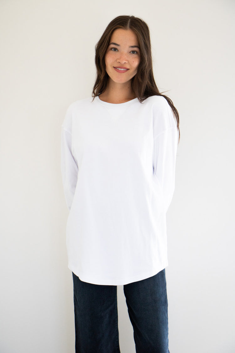 No exaggeration here; this is the ultimate long sleeve tee. Fitting loose on your frame with a drop-shoulder design and a gentle curve at the hem, this essential piece is effortless to pair and wear, with simple care instructions and understated details throughout. Monikered with the PRIV seal between the shoulder-blades. 

