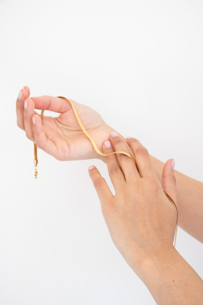 Leigh Flat Link 14K Gold Plated Necklace in Classic Gold