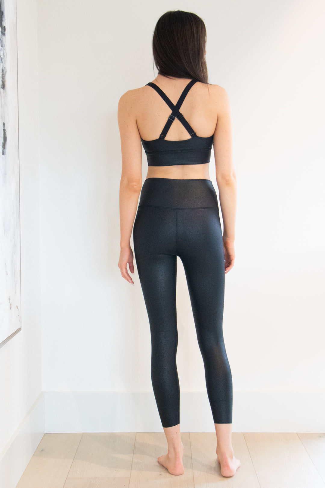 Faux Leather Sports Bra