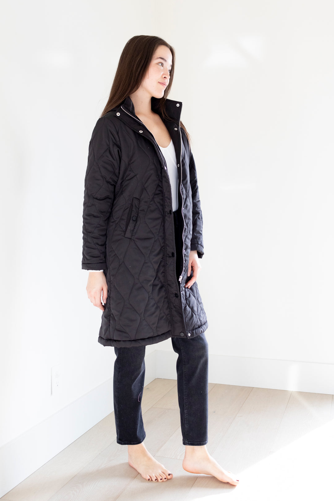 Isabelle Quilted Coat Black