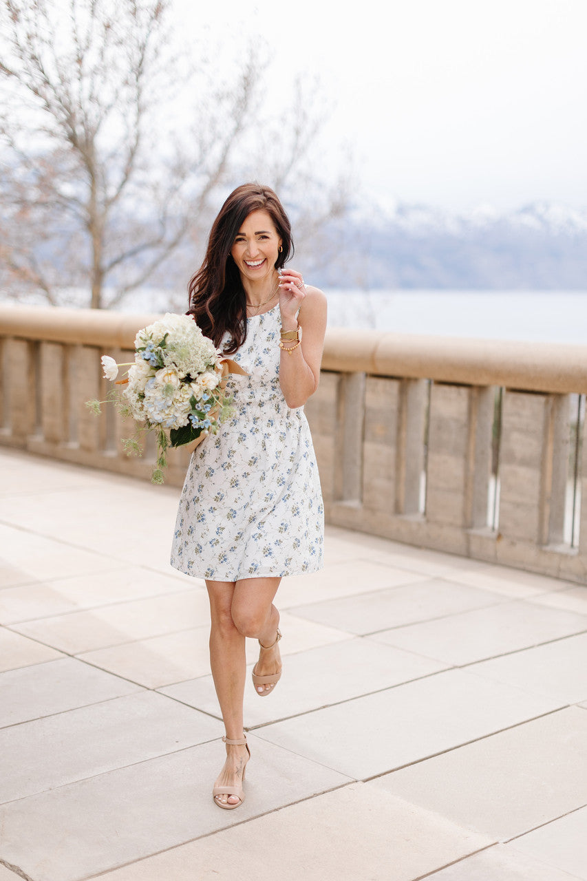 Capri Open Back Midi Dress in French Floral