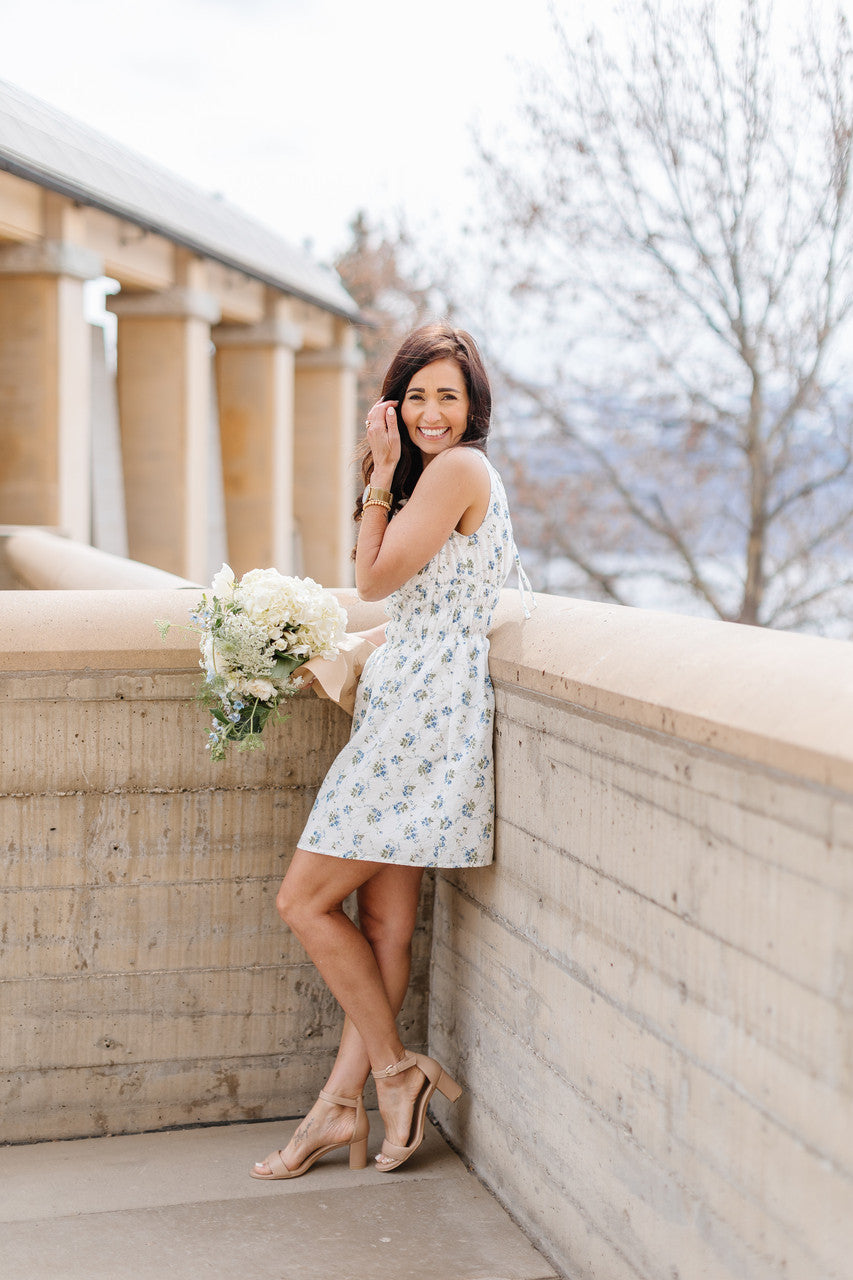 Capri Open Back Midi Dress in French Floral