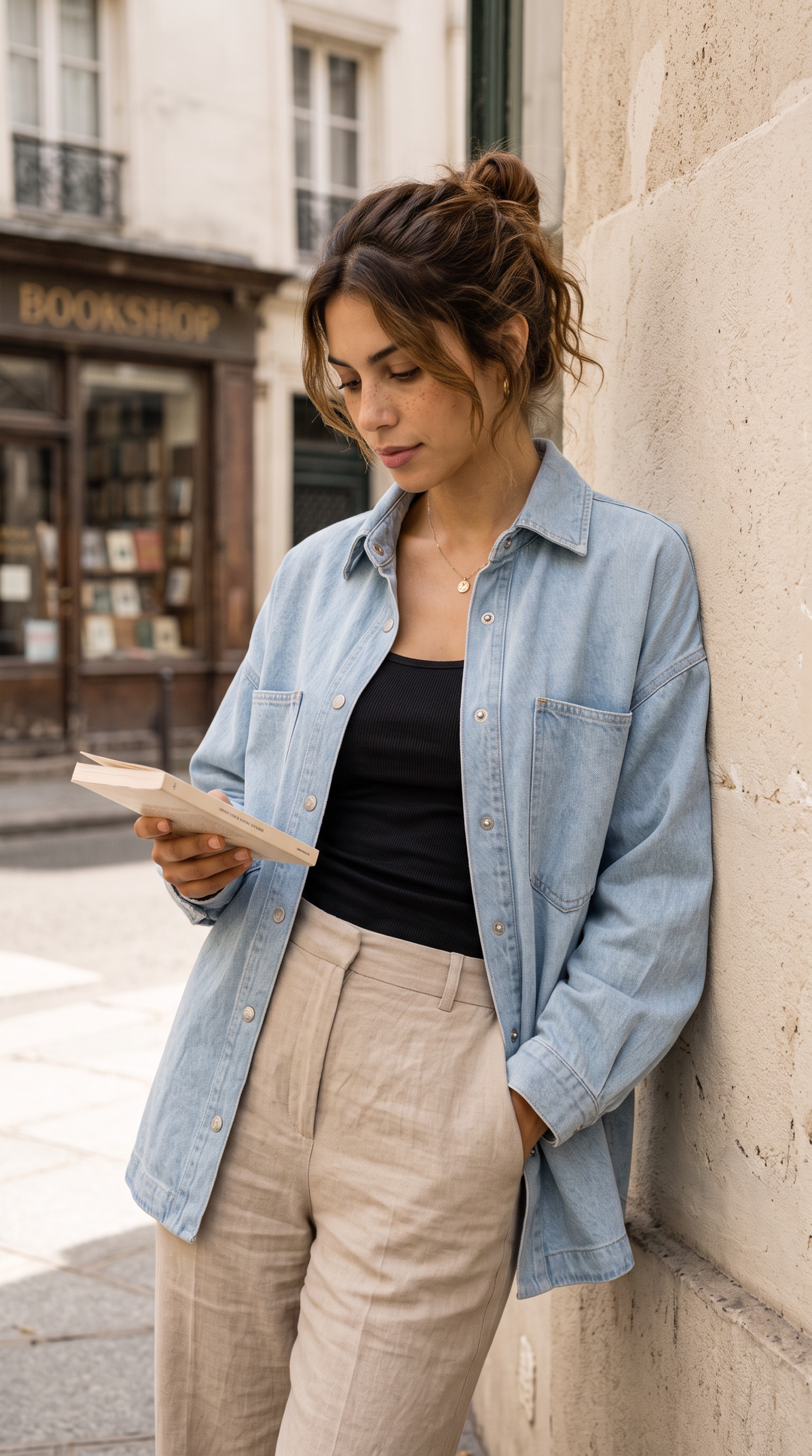 Kaitlin – Oversized Light Wash Button Jacket Denim