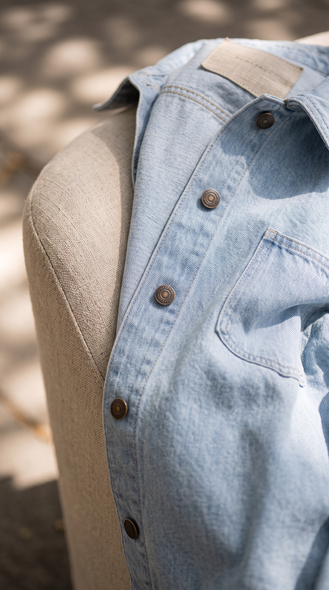 Kaitlin – Oversized Light Wash Button Jacket Denim