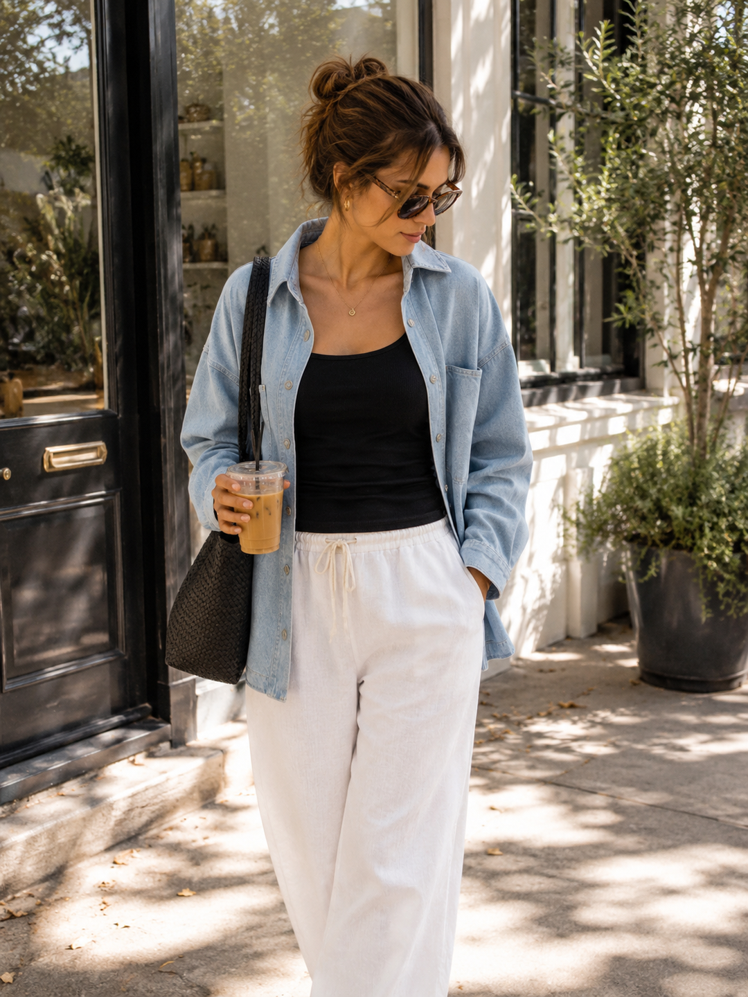 Kaitlin – Oversized Light Wash Button Jacket Denim