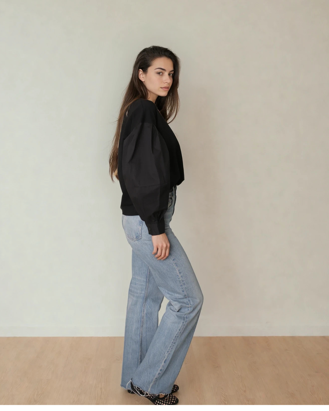 Lacelle Long Sleeve Blouse in Black