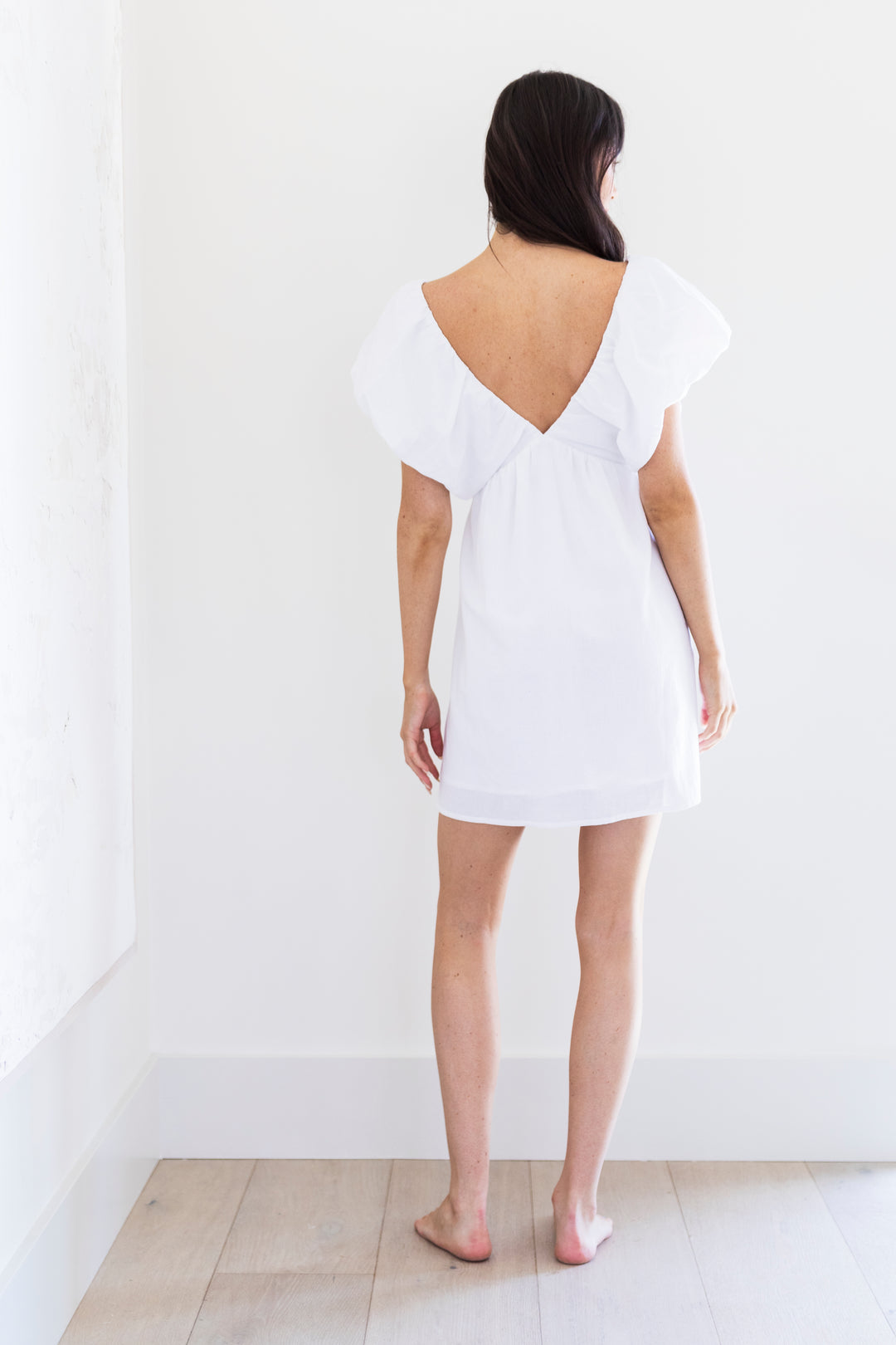 Lotus Double VNeck Dress White