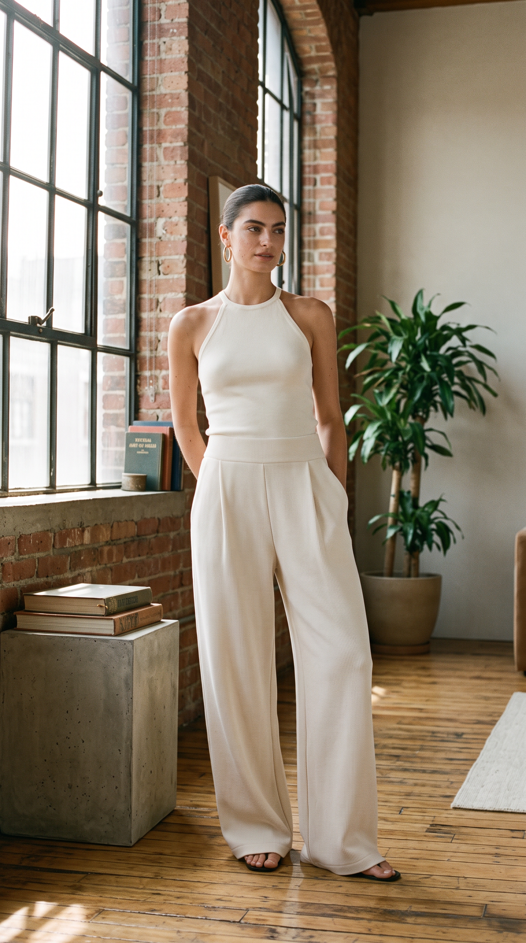 Luxeflow - Elevated Wide Leg Sweatpants Trouser Pants Ivory