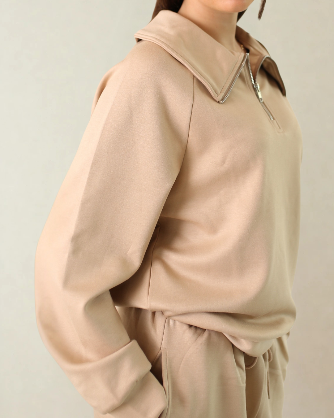 Maeve 3/4 Zip Top Mocha Mousse