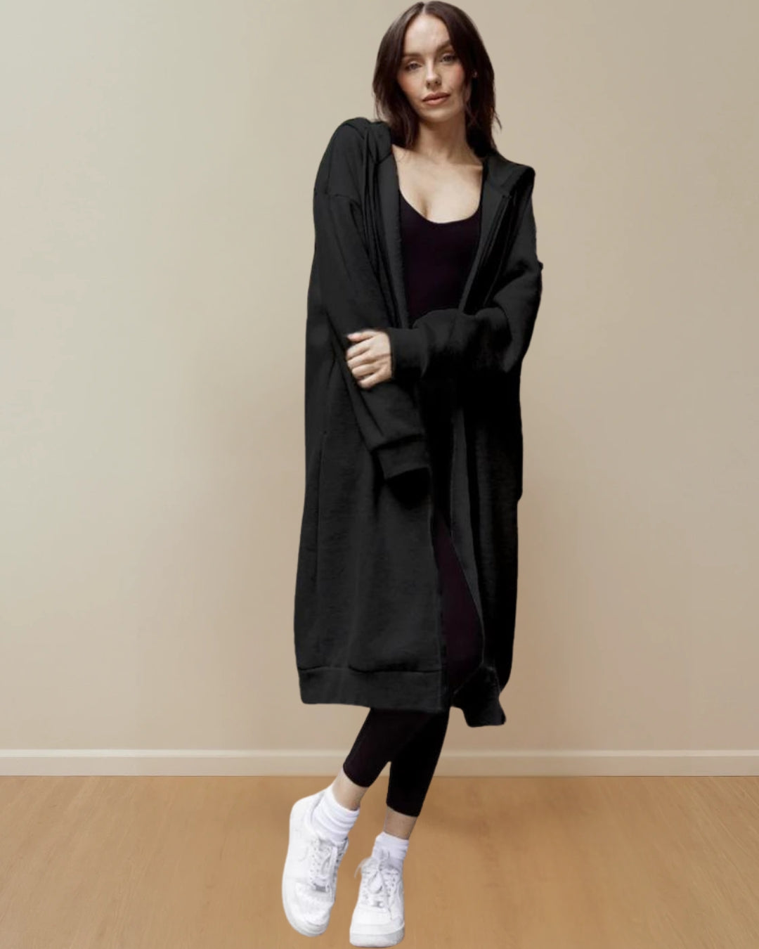 Mila Maxi Coatigan in Black