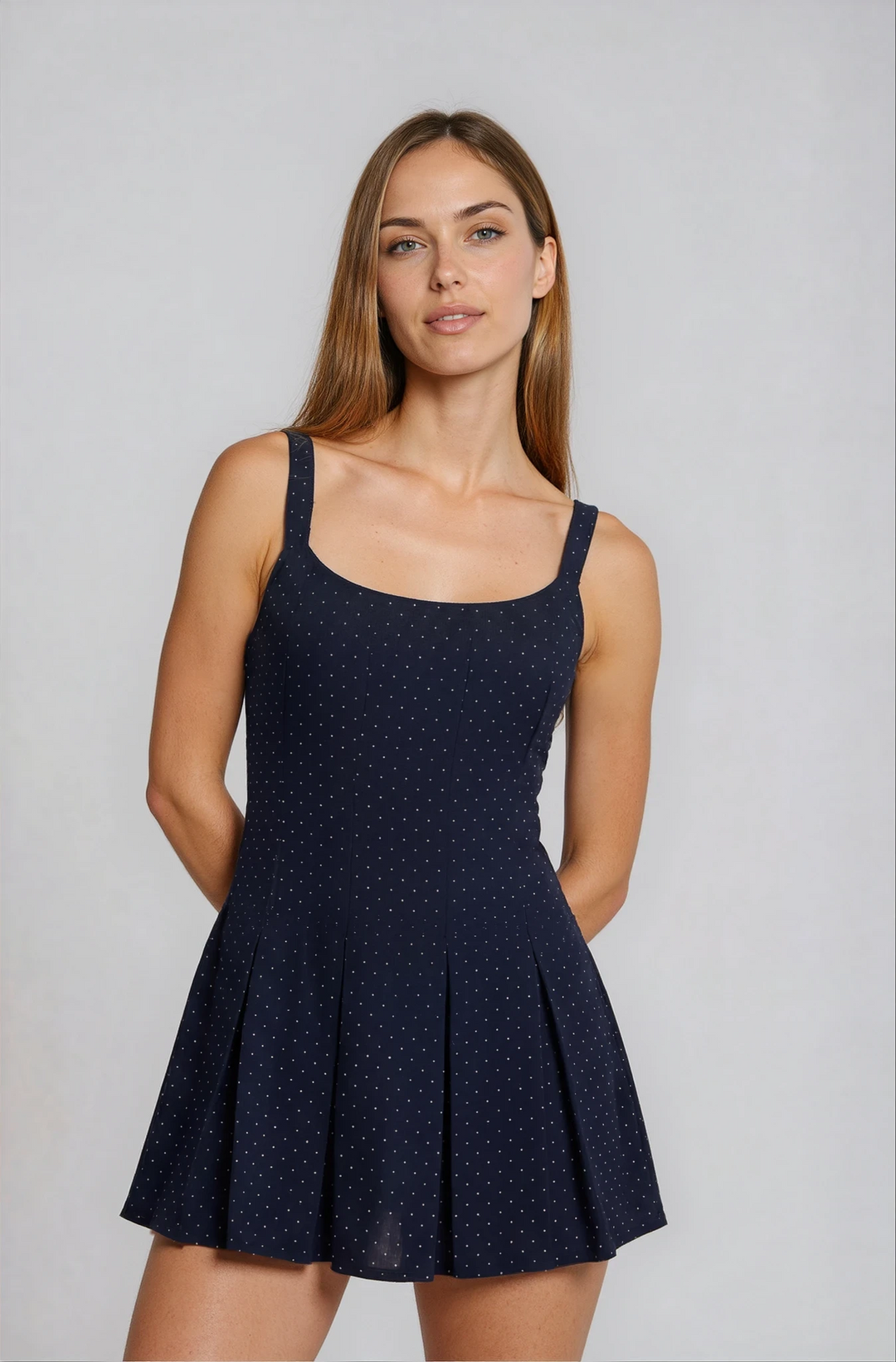 Nina – Dropped Waist Mini Cocktail Dress In Polkadots