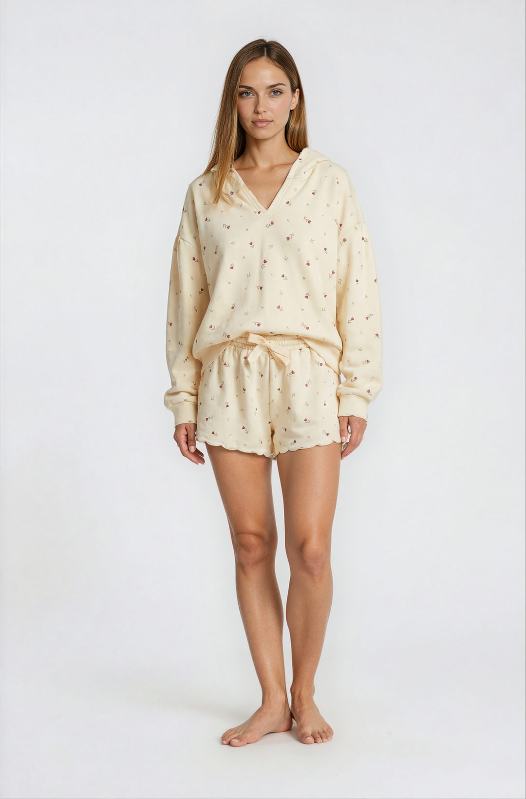 Noemie Hoodie - Printed Fleece Hoodie Tulips