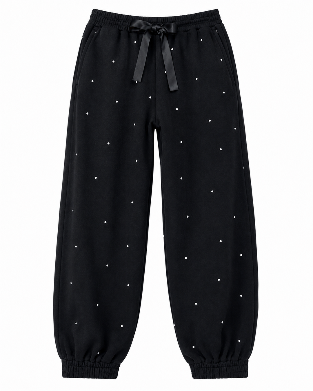 Noemie Joggers - Printed Fleece Lounge Pant Black Dots