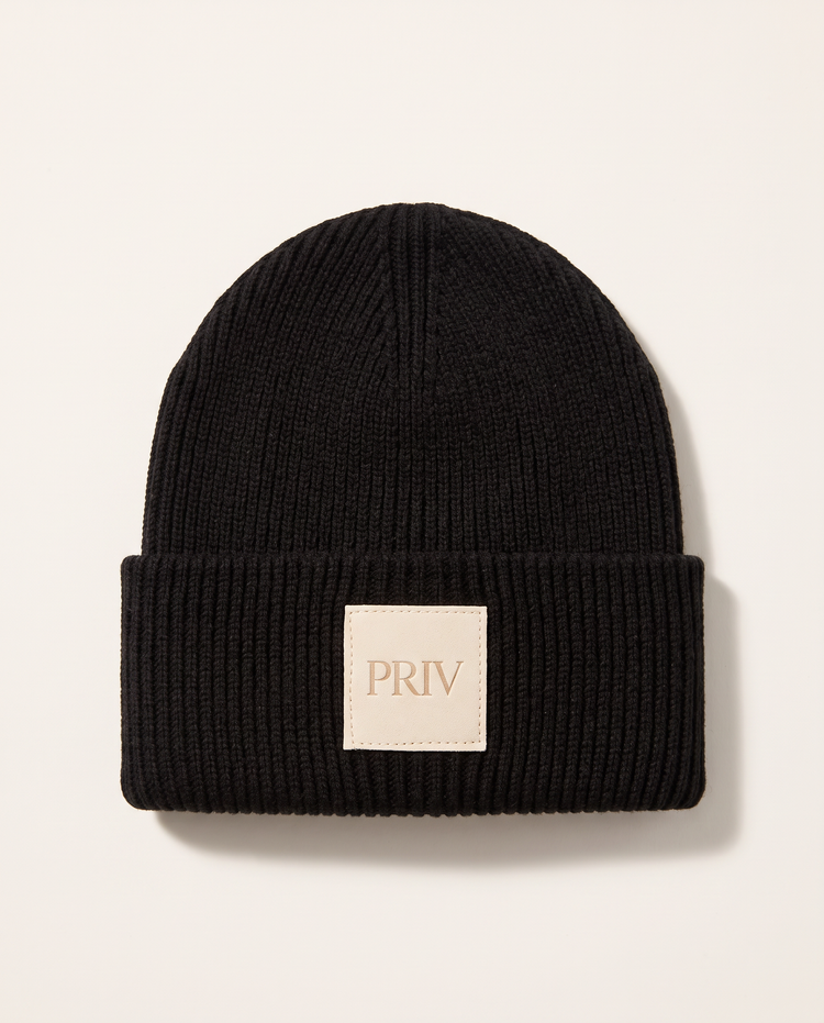 PRIV Moniker toque black – alternate view – PRIV the Brand