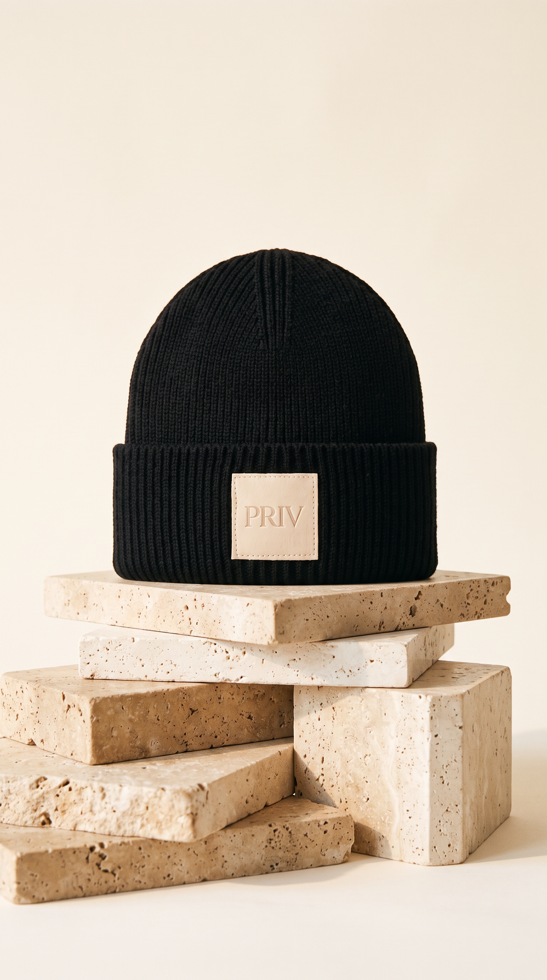 PRIV Moniker toque black on travertine – PRIV the Brand