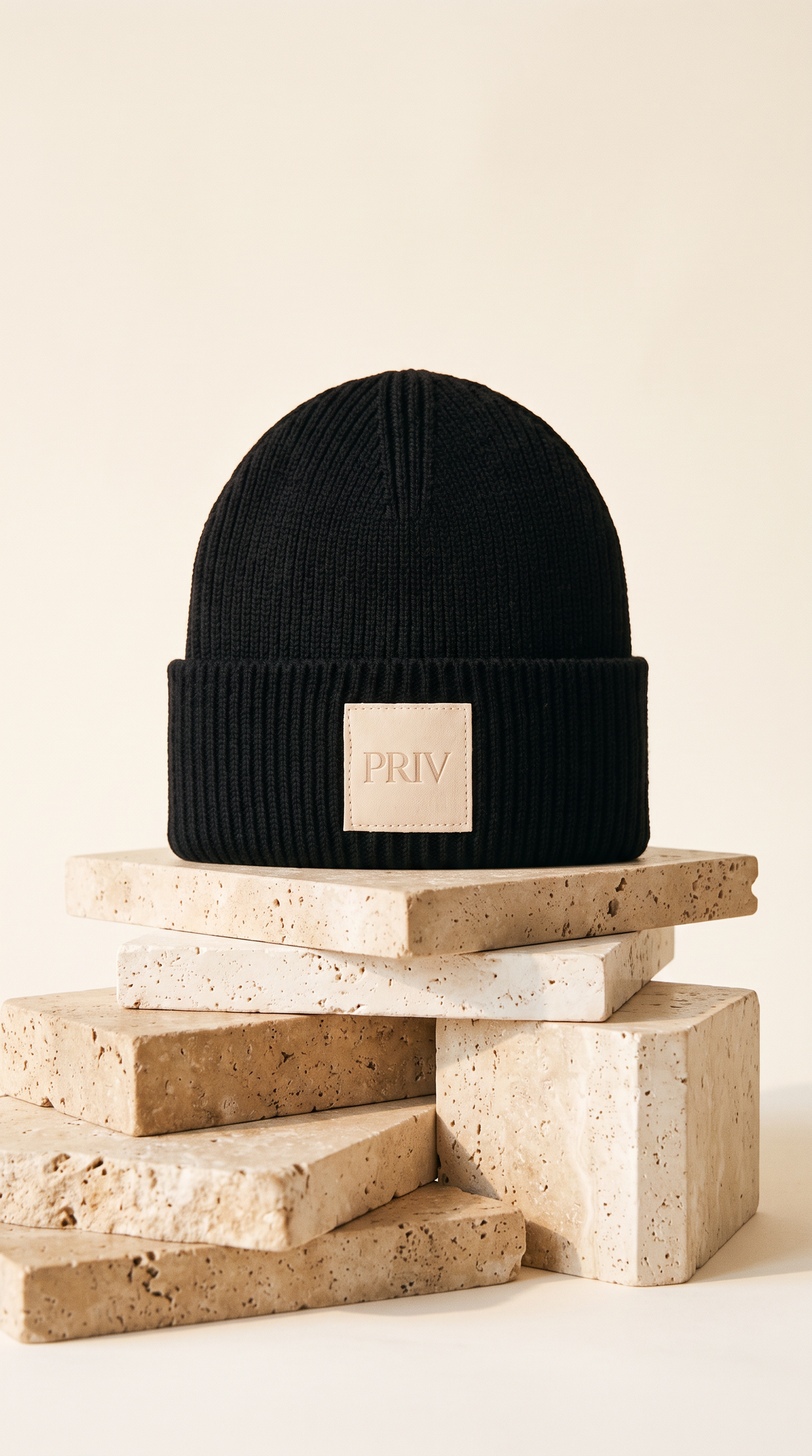 PRIV Moniker toque black on travertine – PRIV the Brand