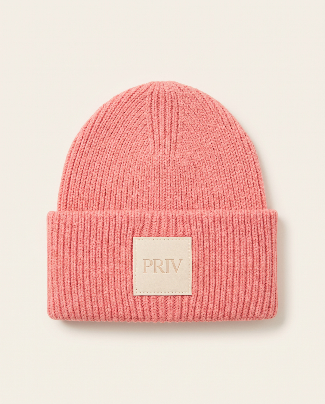 PRIV Moniker embroidered knit toque in blush – signature beanie by PRIV the Brand