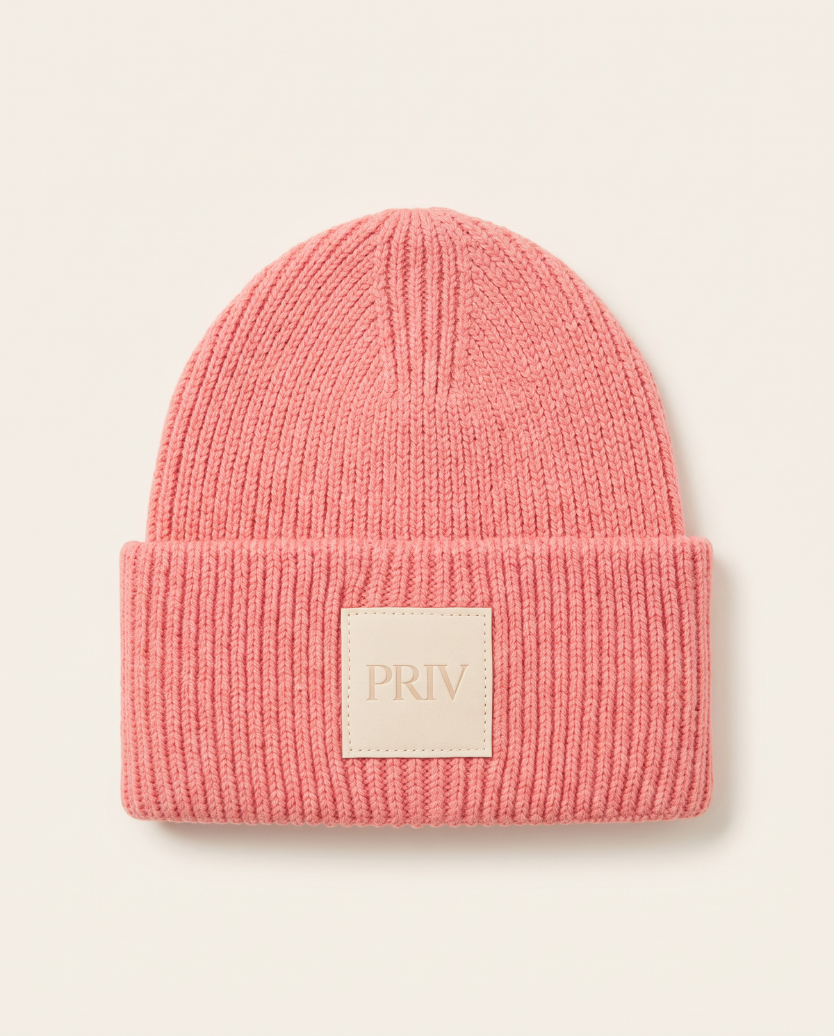 PRIV Moniker embroidered knit toque in blush – signature beanie by PRIV the Brand