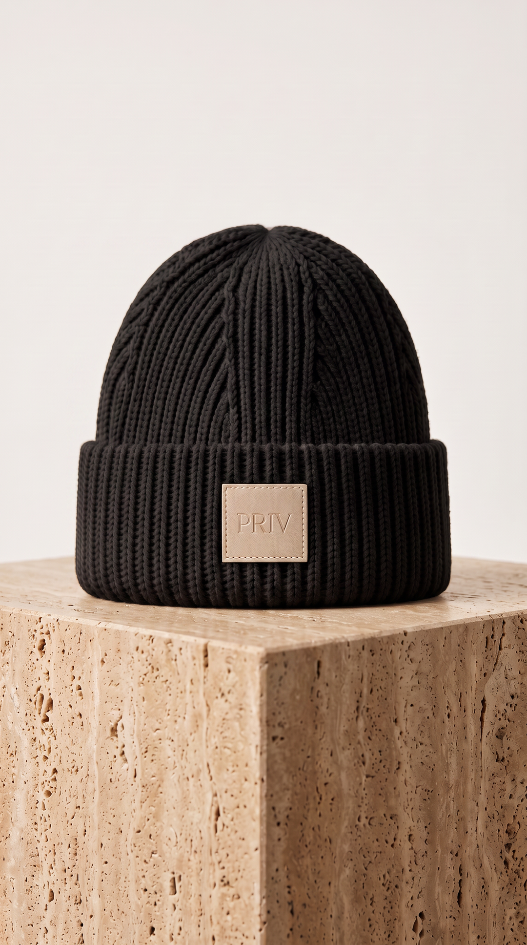 PRIV Moniker Toque – Embroidered Knit Beanie Black