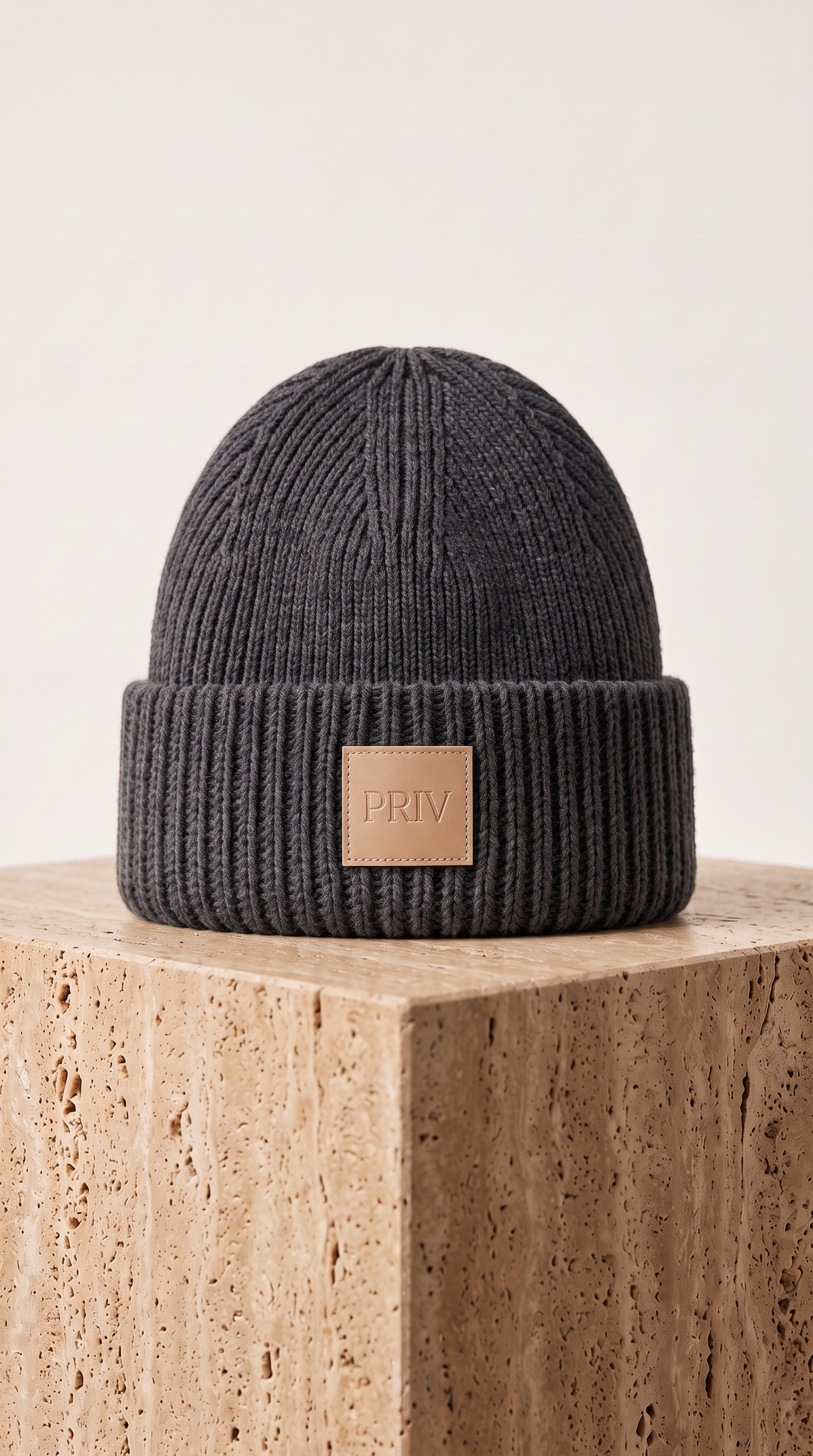 PRIV Moniker Toque – Embroidered Knit Beanie Grey