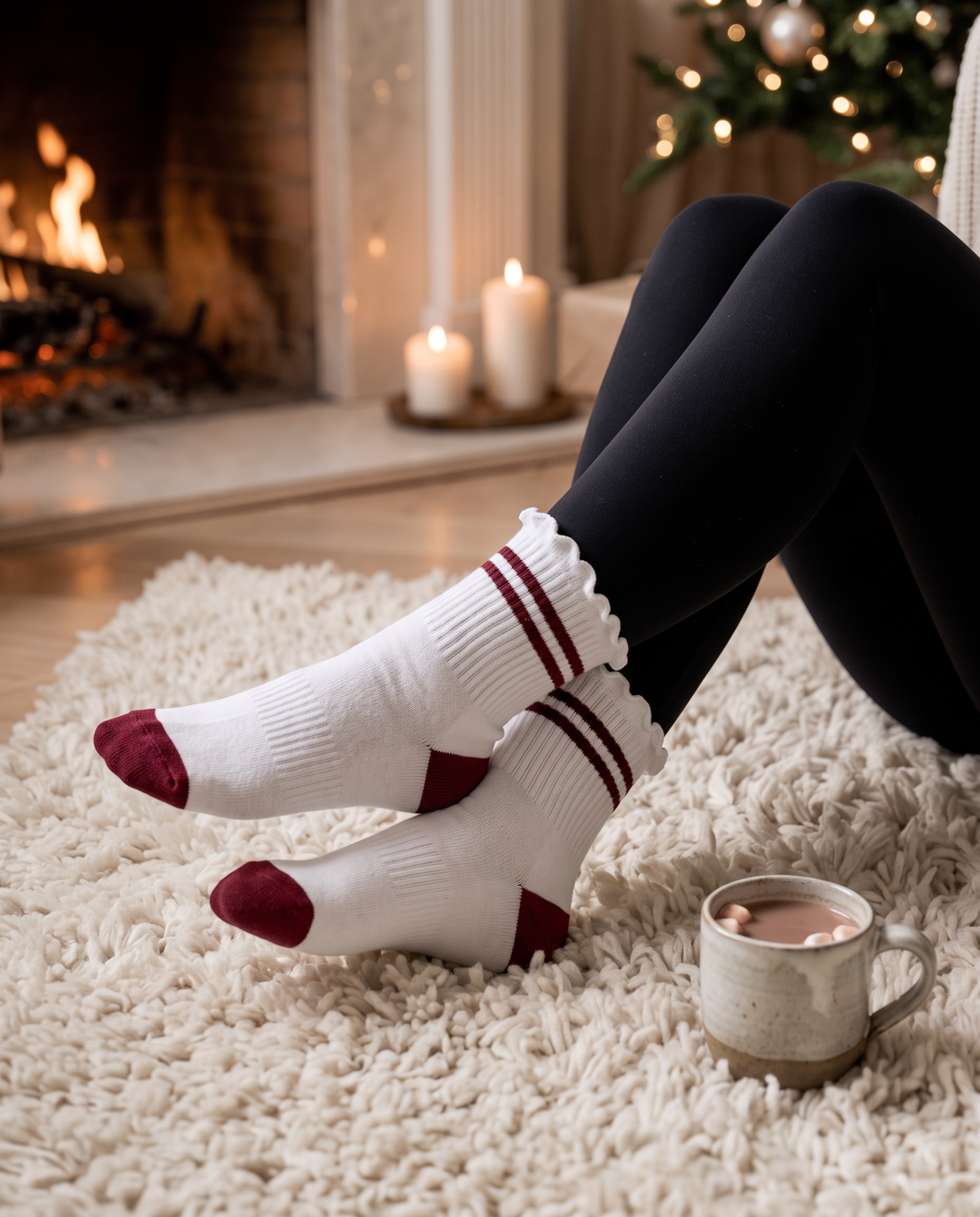 Stripe Ruffle Top PRIV Sock Wine