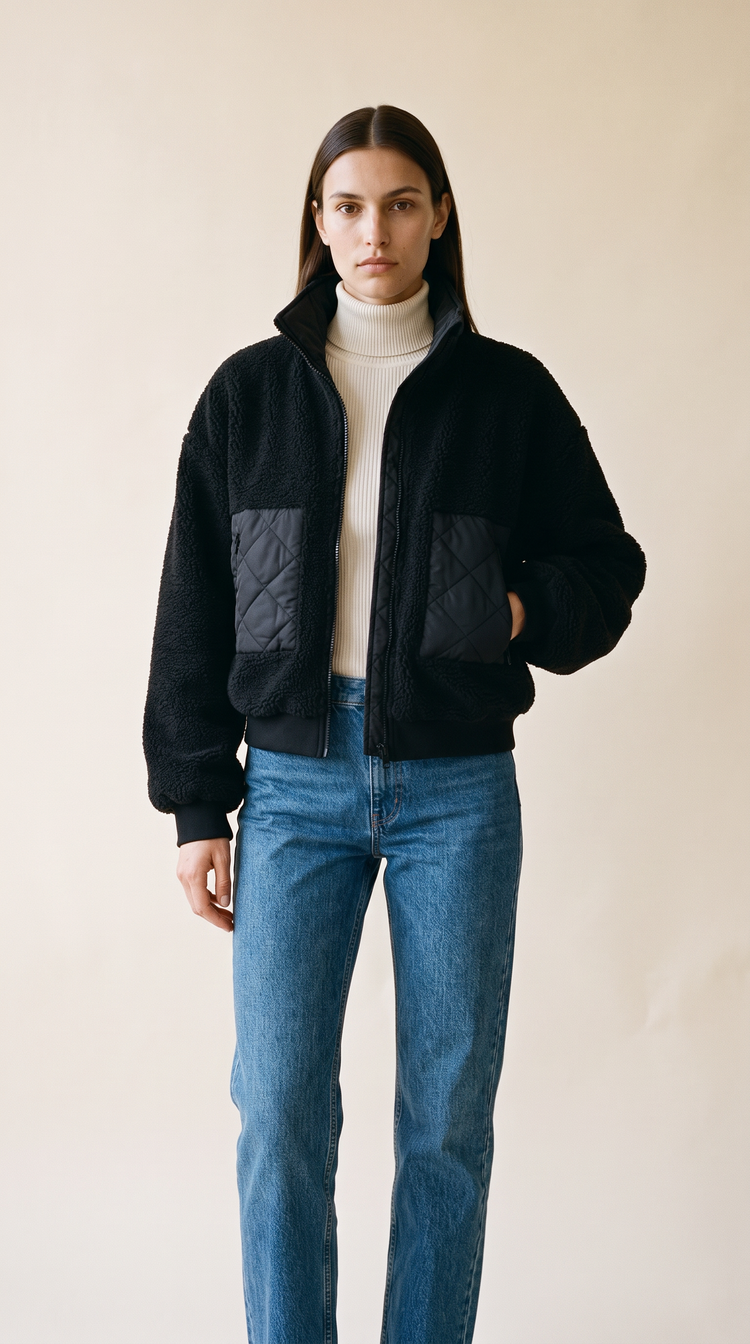 Tess teddy coat black – styled look – PRIV the Brand