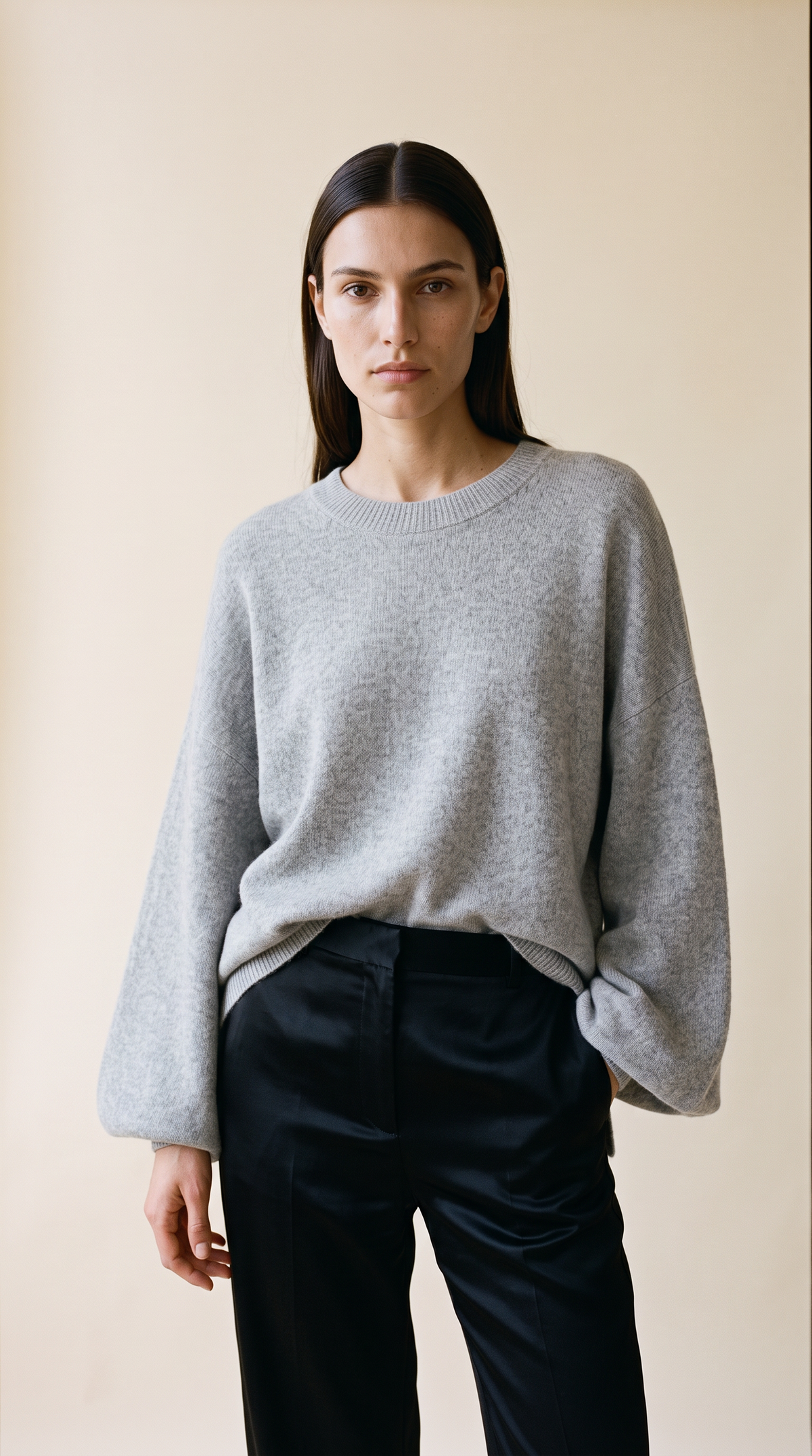 Veda knit sweater in slate – soft relaxed knit by PRIV the Brand