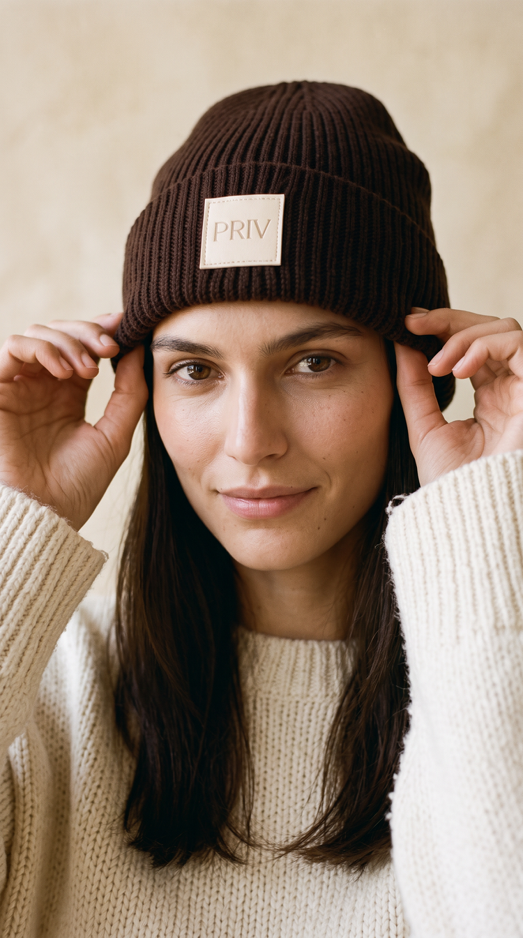 PRIV Moniker toque espresso – detail view – PRIV the Brand