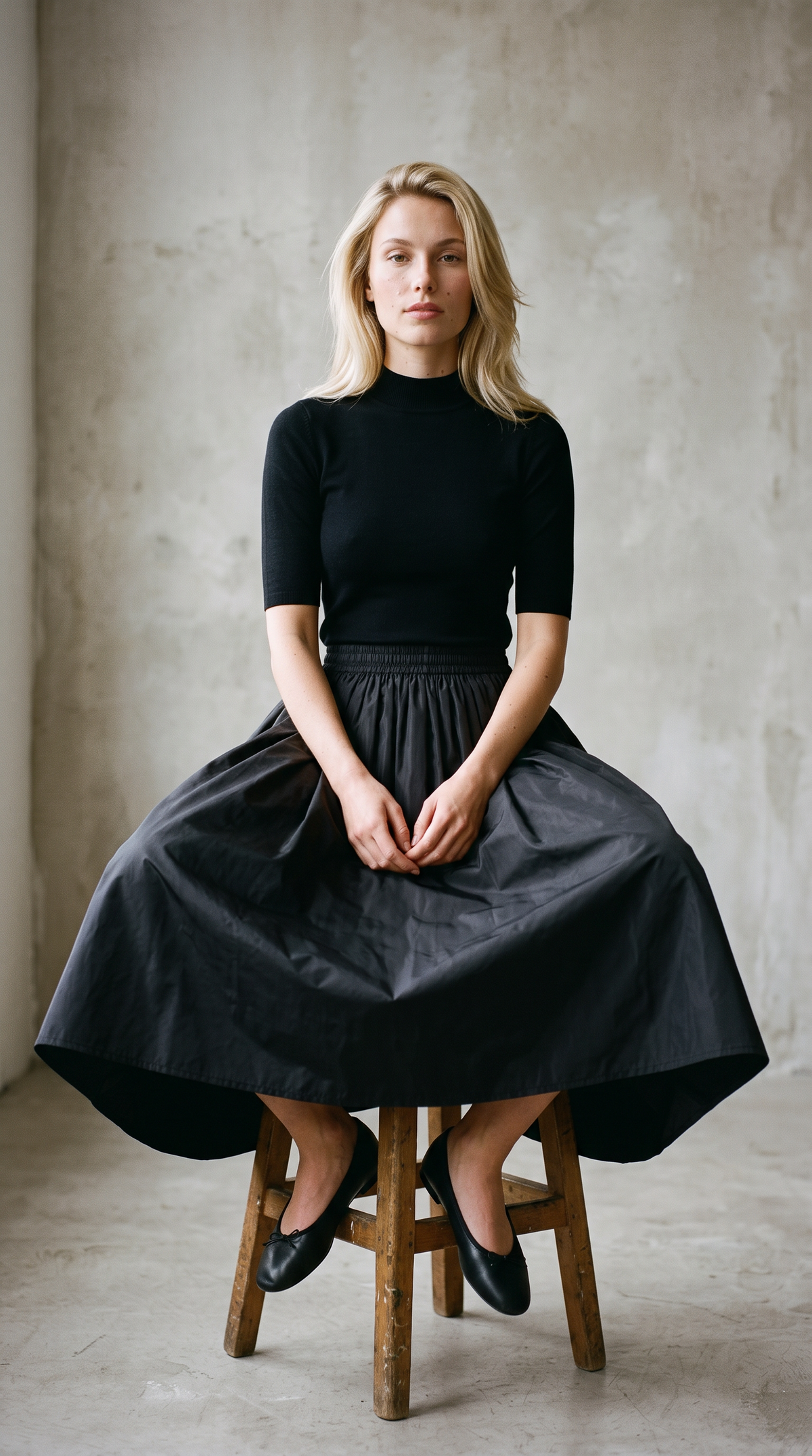 Elan skirt seated studio campaign
