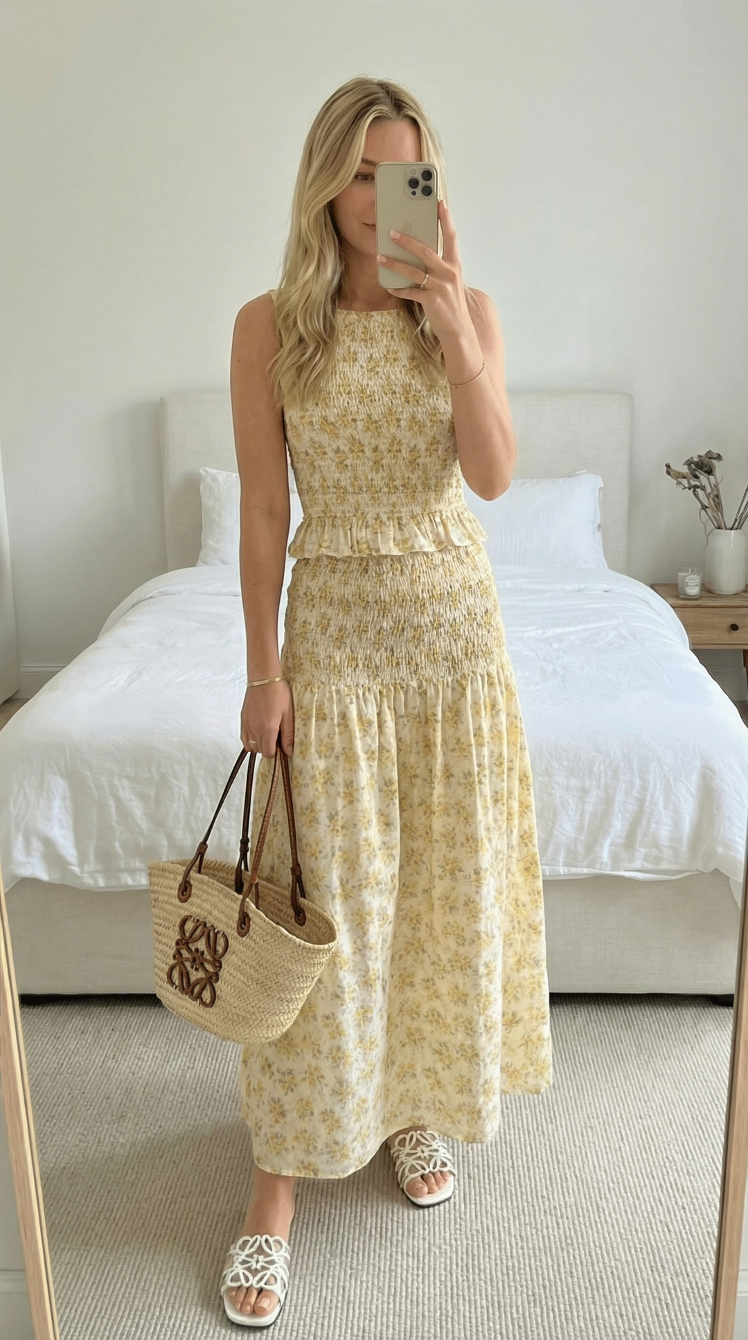 Pimisi - Ruched Cotton Poplin Skirt Set 2PC In Yellow