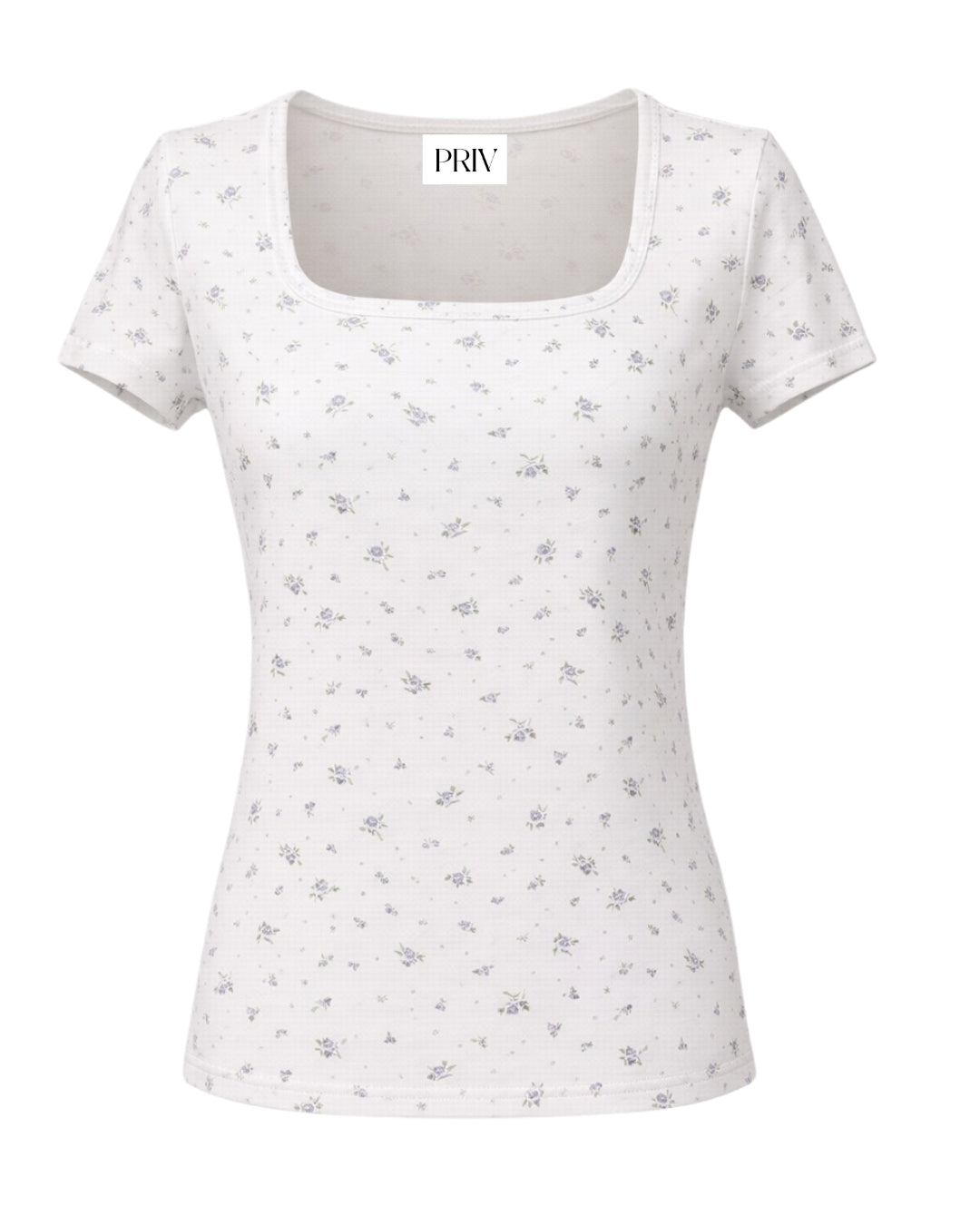Square neck floral t shirt