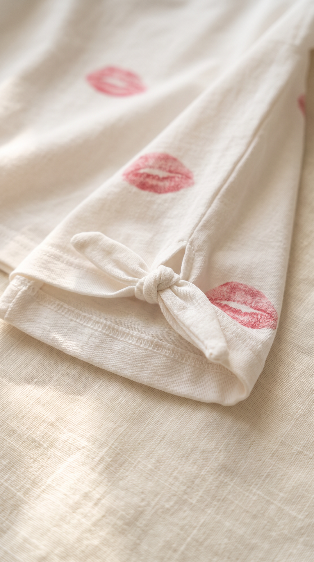 Reign – Printed Cotton Graphic Tie Tee In White Kisses